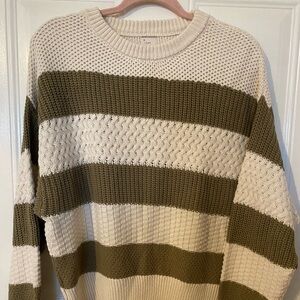 A new day Striped Olive and Cream Sweater
